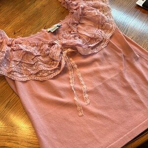 NWT Alberto Makali beautiful dusty  Rose top.S:M wear on/off shoulder. Sexy Sexy
